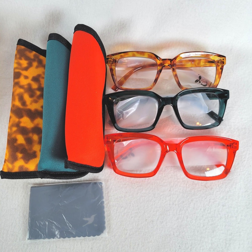 Hummingbird Women Reading Glasses Reader Santa Fe Auto-Tint Blue Light +3.50 Red